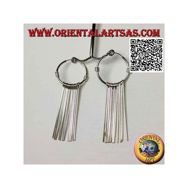 25mm silver hoop earrings with straight threaded segments