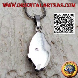 Silver pendant with cabochon shuttle carnelian and two marcasite semicircles