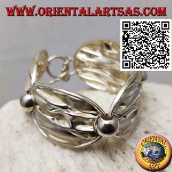 Pulsera semirrígida de plata satinada con efecto arrugado