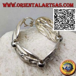 Pulsera semirrígida de plata satinada con efecto arrugado