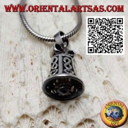 Pendentif en argent avec cloche jouable ajourée avec infini et coeur