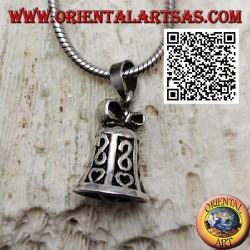 Pendentif en argent avec cloche jouable ajourée avec infini et coeur