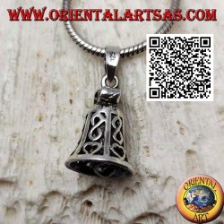 Pendentif en argent avec cloche jouable ajourée avec infini et coeur