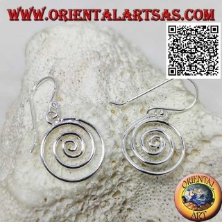 Silver pendant earrings with smooth celtic spiral