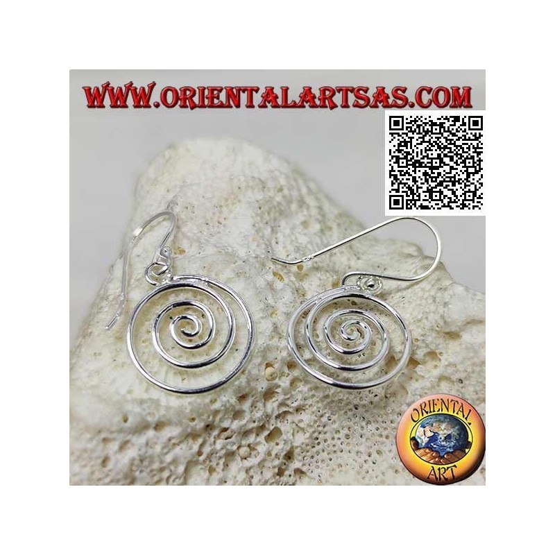 Silver pendant earrings with smooth celtic spiral
