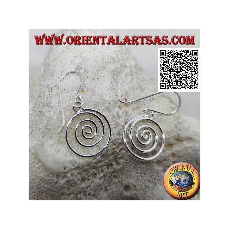 Silver pendant earrings with smooth celtic spiral