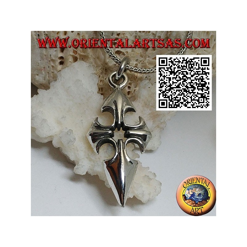 Pendant in silver cross of Santiago de Compostela with central hole