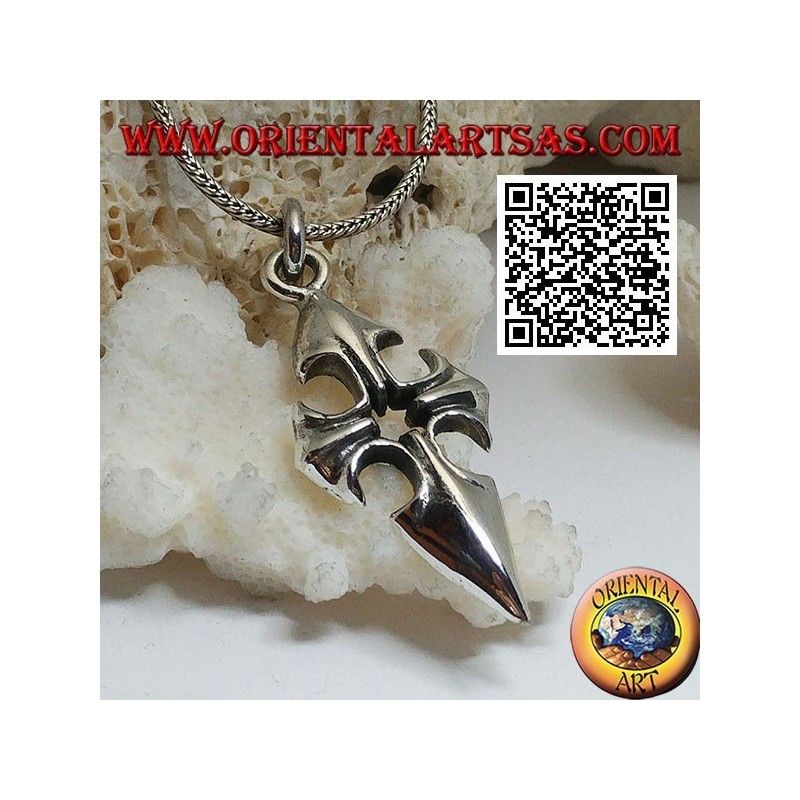 Pendant in silver cross of Santiago de Compostela with central hole