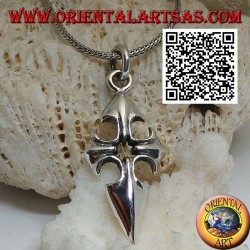 Pendentif croix de Saint-Jacques-de-Compostelle en argent avec trou central