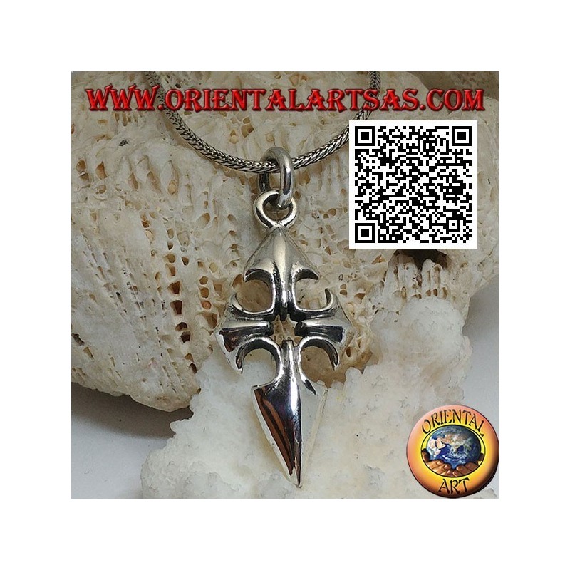 Pendentif croix de Saint-Jacques-de-Compostelle en argent avec trou central