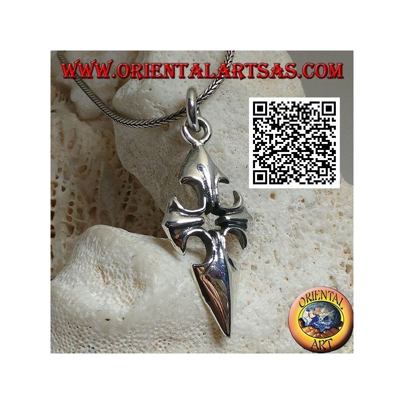 Pendant in silver cross of Santiago de Compostela with central hole