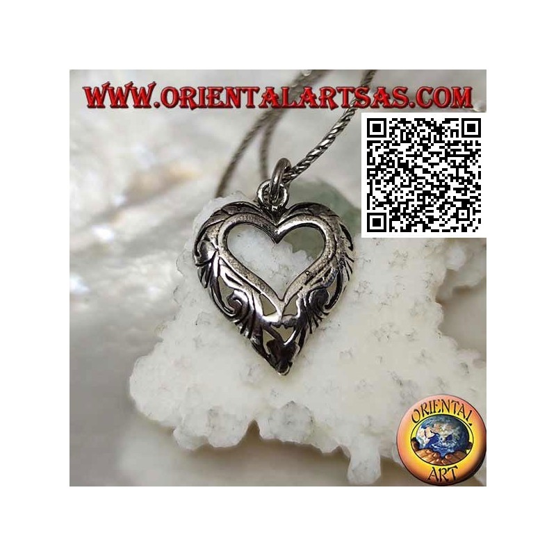 Silver pendant with heart-shaped openwork decoration