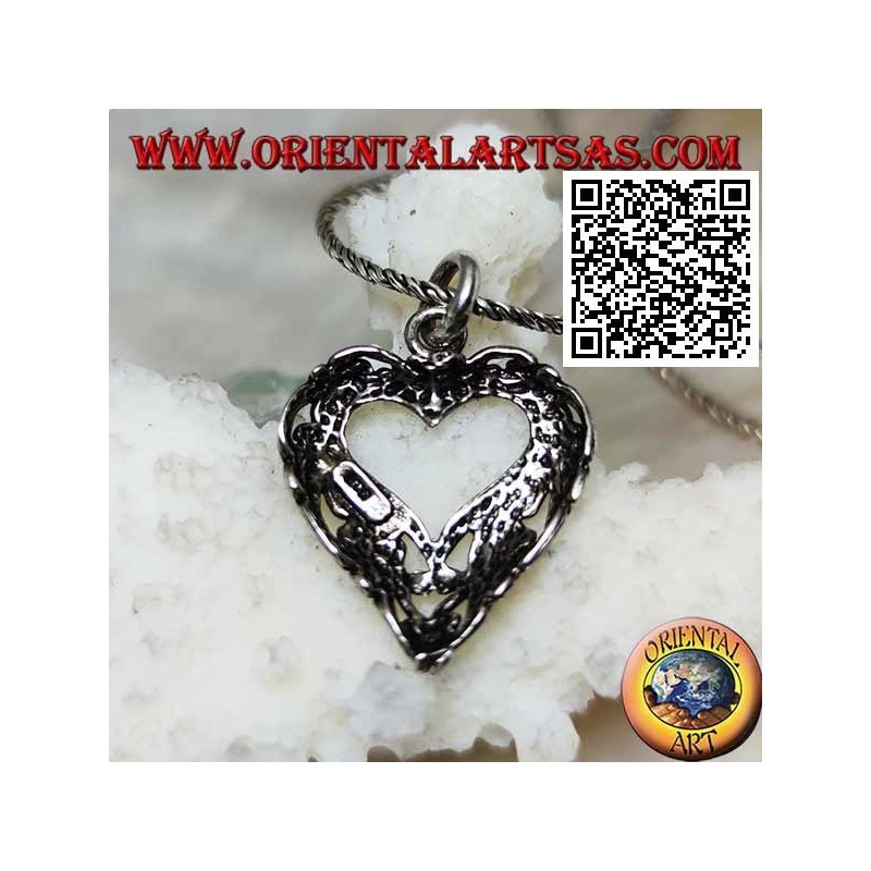 Silver pendant with heart-shaped openwork decoration