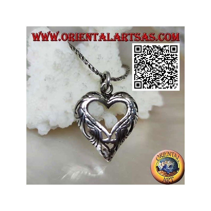 Silver pendant with heart-shaped openwork decoration