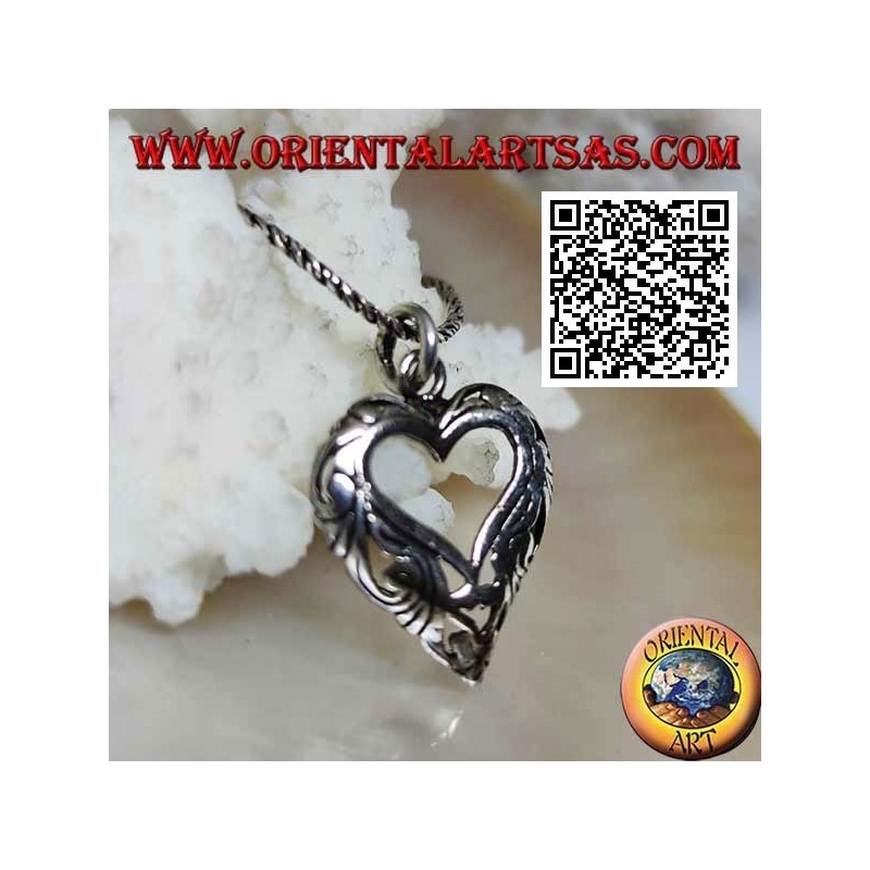 Silver pendant with heart-shaped openwork decoration