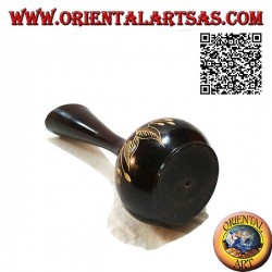 Hochampullenblumenvase mit handgravierter Blumendekoration aus Mahagoniholz ​​30 cm