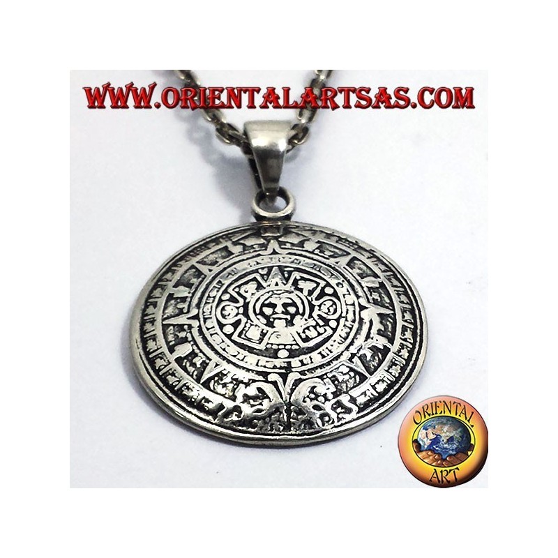 colgante de plata Piedra del Sol (calendario azteca)