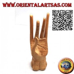 Sculpture display for jewelry "standing hand" in pine wood 19 cm