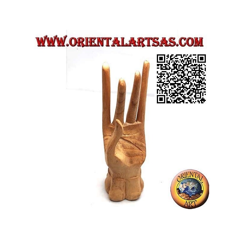 Présentoir de sculpture pour bijoux "main debout" en bois de pin 19 cm