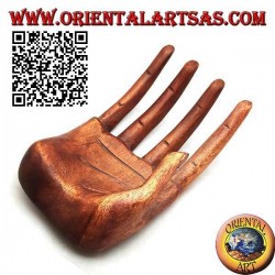 Skulpturendisplay für Schmuck "offene Hand" aus Suarholz von 21 cm