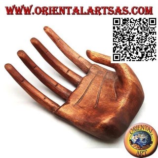 Scultura espositore per gioielli "mano aperta" in legno di suar da 21 cm