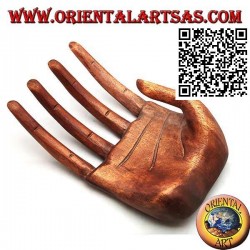 Sculpture display for jewelry "open hand" in suar wood 21 cm