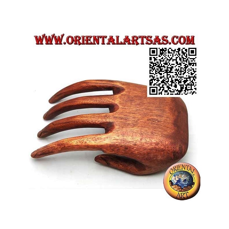 Skulpturendisplay für Schmuck "offene Hand" aus Suarholz von 21 cm