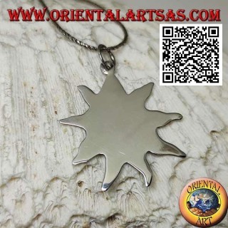 Smooth silver pendant, sun shaped medal