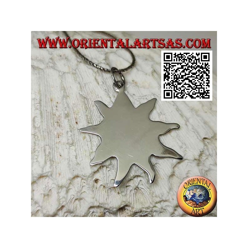 Colgante de plata lisa, medalla en forma de sol