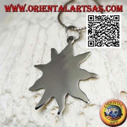 Colgante de plata lisa, medalla en forma de sol