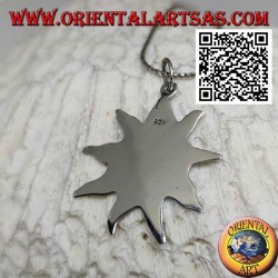 Smooth silver pendant, sun shaped medal