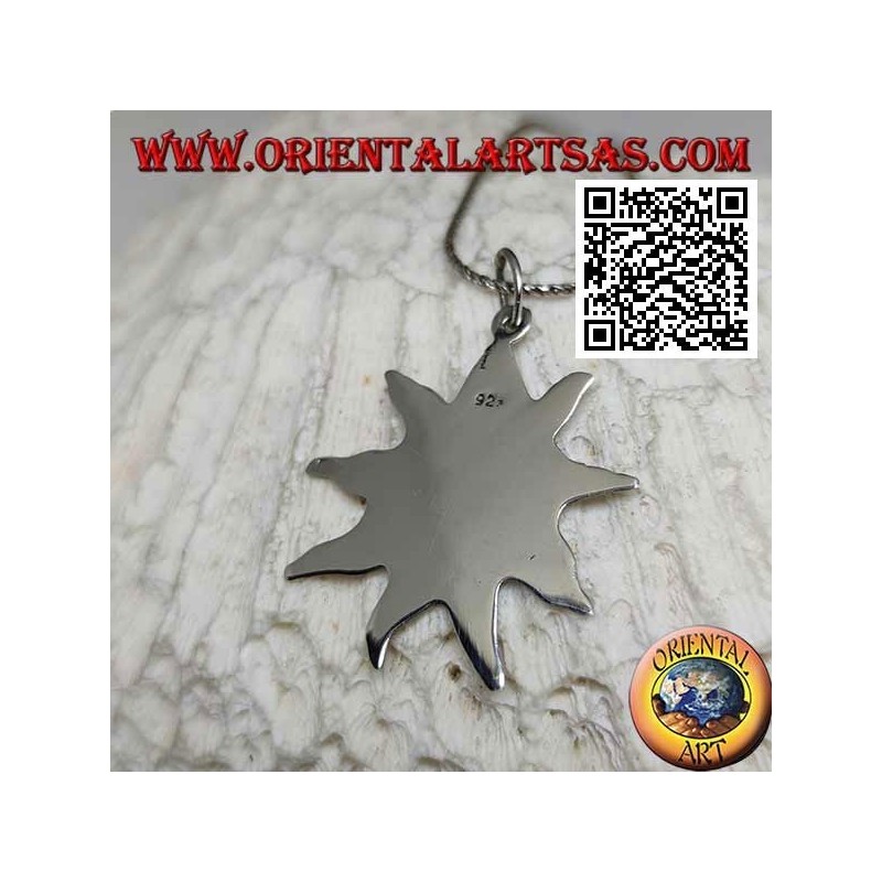 Pendentif en argent lisse, médaille en forme de soleil