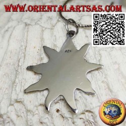 Colgante de plata lisa, medalla en forma de sol