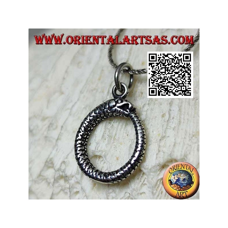 Ciondolo in argento a forma di Uroboro o Ouroboros (Ø 18 mm)