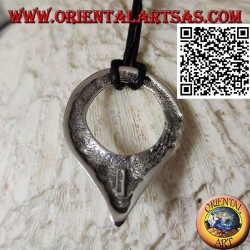 Smooth silver pendant in the shape of an inverted drop with cord
