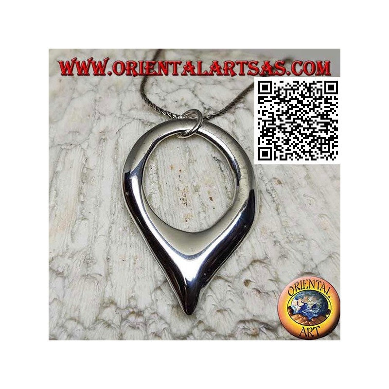 Colgante de plata lisa en forma de gota invertida con gancho
