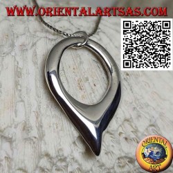 Smooth silver pendant in the shape of an inverted drop with hook