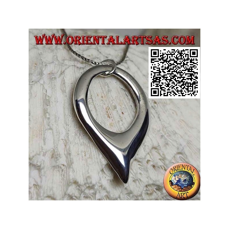 Colgante de plata lisa en forma de gota invertida con gancho