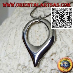 Smooth silver pendant in the shape of an inverted drop with hook