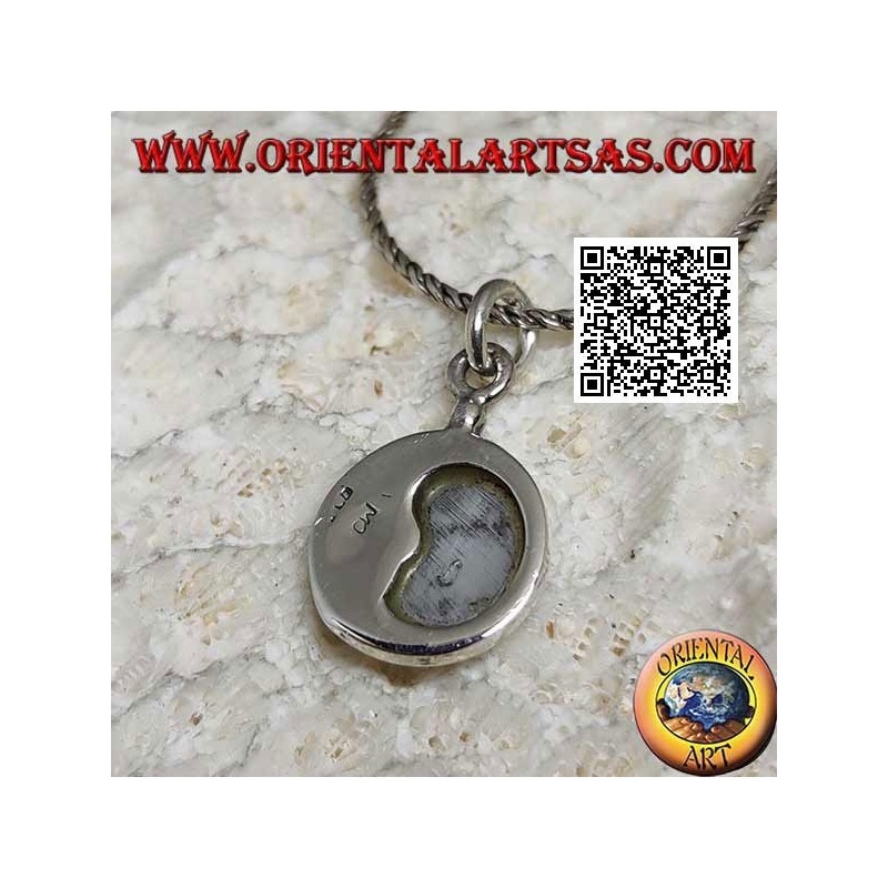 Pendentif rond en argent avec lune décroissante embrassée en nacre