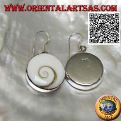 Pendientes colgantes de plata con concha redonda "ojo de Santa Lucía" sobre montaje liso