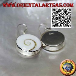 Pendientes colgantes de plata con concha redonda "ojo de Santa Lucía" sobre montaje liso