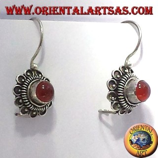  flor pendiente con cornalina, plata