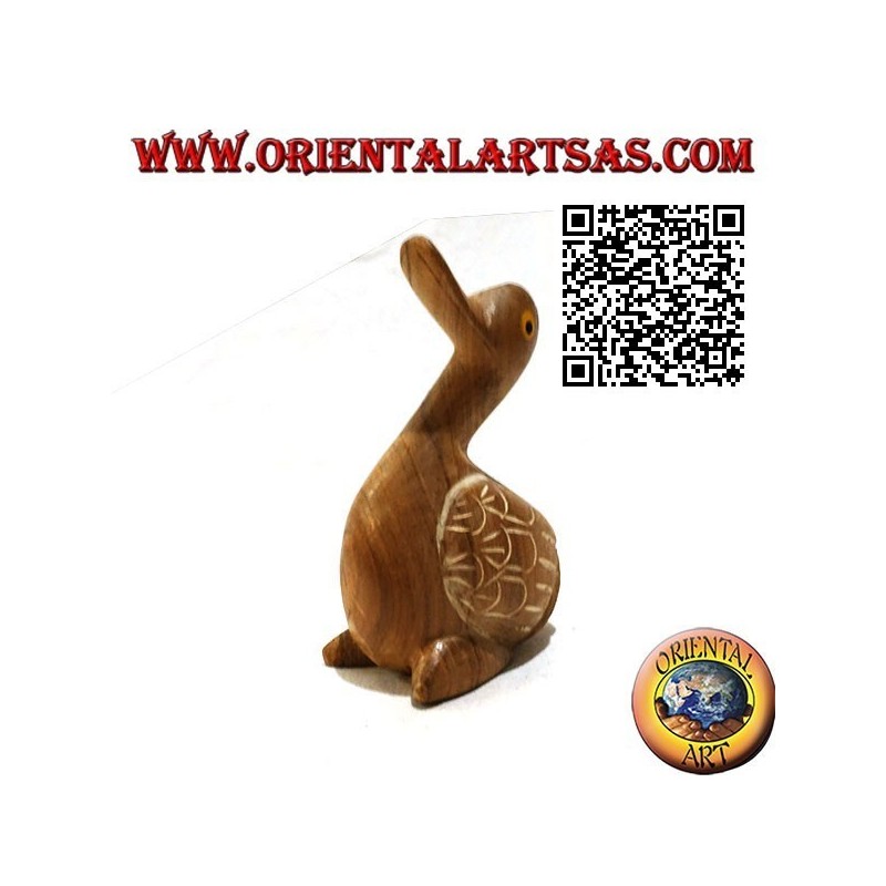 Sculpture peinte à la main d'une oie, bois de teck 12 cm (naturel)