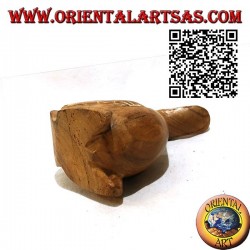 Hand-painted sculpture of a goose, 12 cm teak wood (natural)