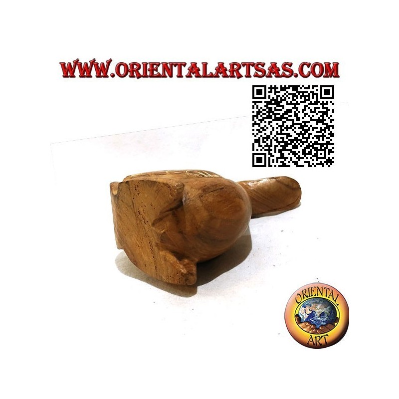 Escultura de ganso pintada a mano, madera de teca de 12 cm (natural)