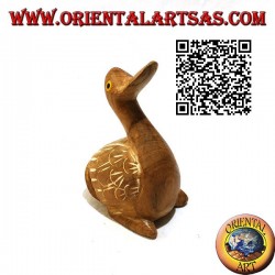 Escultura de ganso pintada a mano, madera de teca de 12 cm (natural)