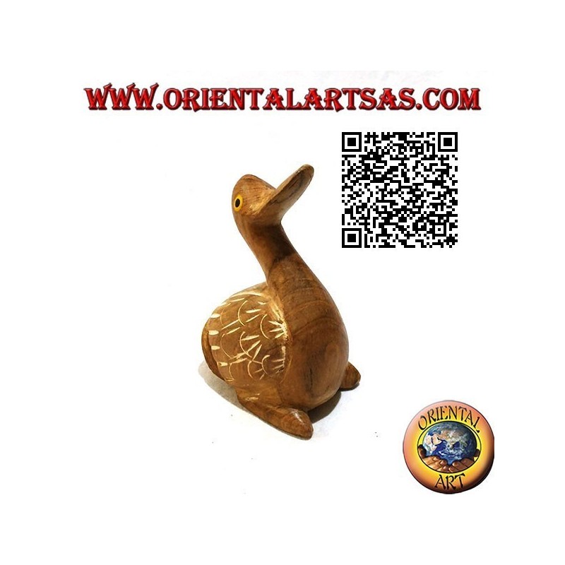 Sculpture peinte à la main d'une oie, bois de teck 12 cm (naturel)