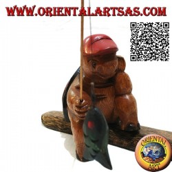 Monkfish with pipe and hand painted teak wood fishing rod (small)