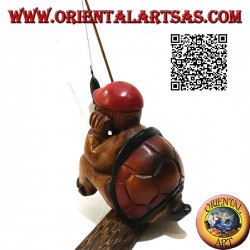 Monkfish with pipe and hand painted teak wood fishing rod (small)